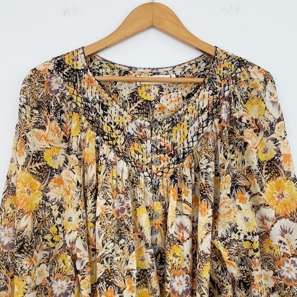 Free People We the Free Cool Meadow Boho Printed Button Down Top Size Small - Picture 4 of 16